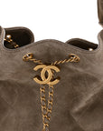 Suede Quilted Medium CHNL 25 Handbag Grey