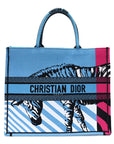 Canvas Embroidered Large Jungle Pop Book Tote Blue Multicolor
