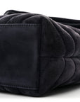 Suede Calfskin Y Quilted Monogram Small Loulou Chain Satchel Deep Marine