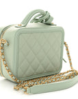 Caviar Quilted Small CC Filigree Vanity Case Mint