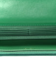 Lambskin Quilted CHNL 19 Wallet On Chain WOC Green