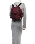 Nylon Medium Rucksack Backpack Burgundy Red