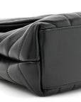 Calfskin Y Quilted Monogram Small Loulou Chain Satchel Black