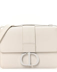 Ultra Matte Grained Calfskin 30 Montaigne Flap Bag White