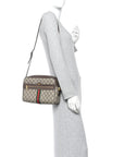 GG Supreme Monogram Web Small Ophidia Shoulder Bag Brown