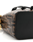 Vitello Liberty F is FNDI Bi-Color FF 1974 Embossed Mini Mon Tresor Bucket Bag Maya Black