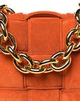 Suede Maxi Intrecciato Padded Chain Cassette Crossbody Bag Maple