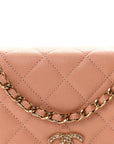 Caviar Quilted Perforated Metal CC Wallet On Chain WOC Beige