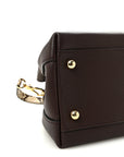 Grainy Calfskin Snakeskin Small Milton Satchel Brown Natural