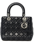 Lambskin Cannage Medium Lady D1OR Navy Blue