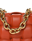 Lambskin Maxi Intreccio Padded Chain Cassette Crossbody Bag Clay