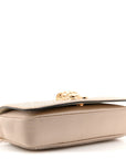 Satin Crystal Medusa Chain Clutch Beige