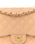 Caviar Quilted Jumbo Double Flap Beige