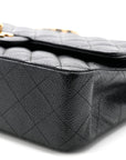 Caviar Quilted Medium Double Flap Black