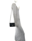 Lambskin Quilted Trendy CC Wallet On Chain WOC Black