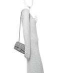 Caviar Quilted Mini Rectangular Flap Grey