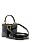 Patent Calfskin Triomphe Mini Vanity Case Black