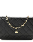Caviar Quilted Wallet on Chain WOC Black