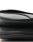 Grained Calfskin Mini Saddle Bag With Strap Black
