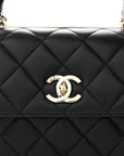 Lambskin Quilted Small Trendy CC Dual Handle Flap Bag Black