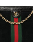 Suede Patent GG Web Medium Ophidia Chain Shoulder Bag Black