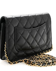 Lambskin Quilted Wallet On Chain WOC Black