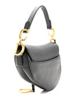 Grained Calfskin Mini Saddle Bag Black
