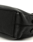 Vitello Daino Medium Double Zip Shoulder Bag Black
