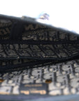 Oblique Embroidered Saddle Bag Blue