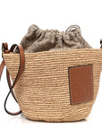 Calfskin Raffia Anagram Paulas Ibiza Pochette Bag Natural Tan
