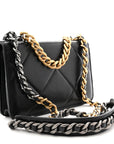 Lambskin Quilted CHNL 19 Wallet On Chain WOC Black