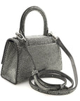 Strass Suede Hourglass Top Handle Bag XS Smoke Grey Crystal