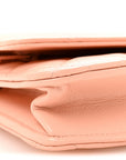 Lambskin Quilted CC Pearl Crush Wallet on Chain WOC Light Orange