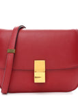 Box Calfskin Medium Classic Box Flap Bag Red