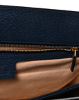 Textured Calfskin Web Medium Ophidia Chain Shoulder Bag Blue Agata