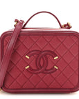 Caviar Quilted Medium CC Filigree Vanity Case Burgundy