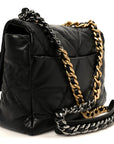 Goatskin Quilted Large CHNL 19 Flap Black