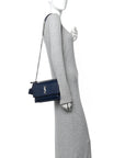 Calfskin Crocodile Embossed Medium Monogram Sunset Navy