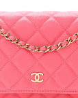 Caviar Quilted Wallet On Chain WOC Dark Pink