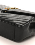 Sheepskin Matelasse Chevron Monogram Medium College Bag Black