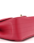 Lambskin Chevron Quilted Mini Square Flap Fuchsia