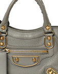 Chevre Gold Metallic Edge Hardware Mini City Gris Taupe