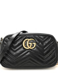 Calfskin Matelasse Small GG Marmont Chain Shoulder Bag Black