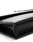Grain De Poudre Matelasse Chevron Monogram Monochrome Envelope Chain Wallet Black