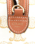 Triomphe Canvas Calfskin Small Boston Bag White