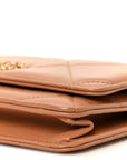 Lambskin Quilted CHNL 19 Wallet On Chain WOC Brown