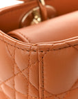 Lambskin Cannage Small Lucky Badges My Lady D1OR Orange