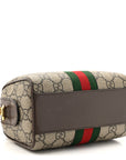 GG Supreme Monogram Textured Dollar Calfskin Web Super Mini Ophidia Top Handle Bowler Bag Beige Ebony New Acero