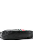 Calfskin Web Stripe Medium Dionysus Hobo Black