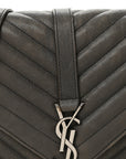 Sheepskin Matelasse Chevron Monogram Medium College Bag Asphalt